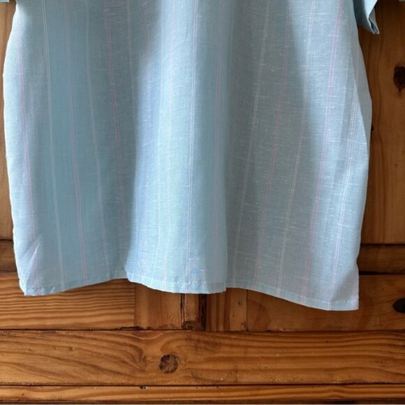 Vintage 80’s Men’s Light Blue Pinstripe Short Sleeve Shirt Button Down - Large - Picture 7 of 15